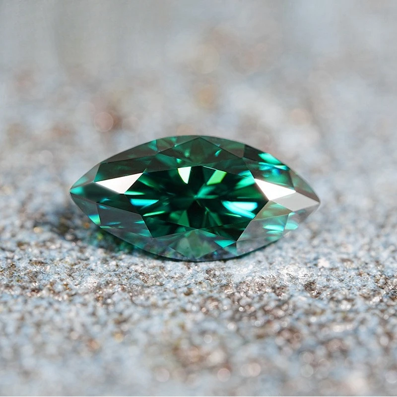 High Quality Green Marquise Moissanite Loose Stone GRA Certified with Laser Inscription for Jewelry Making