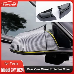 for Tesla Model 3 Highland Model Y 2024 Rear View Door Wing Side Mirror Cover Caps Shell Case rearview Cap Exterior Accessories