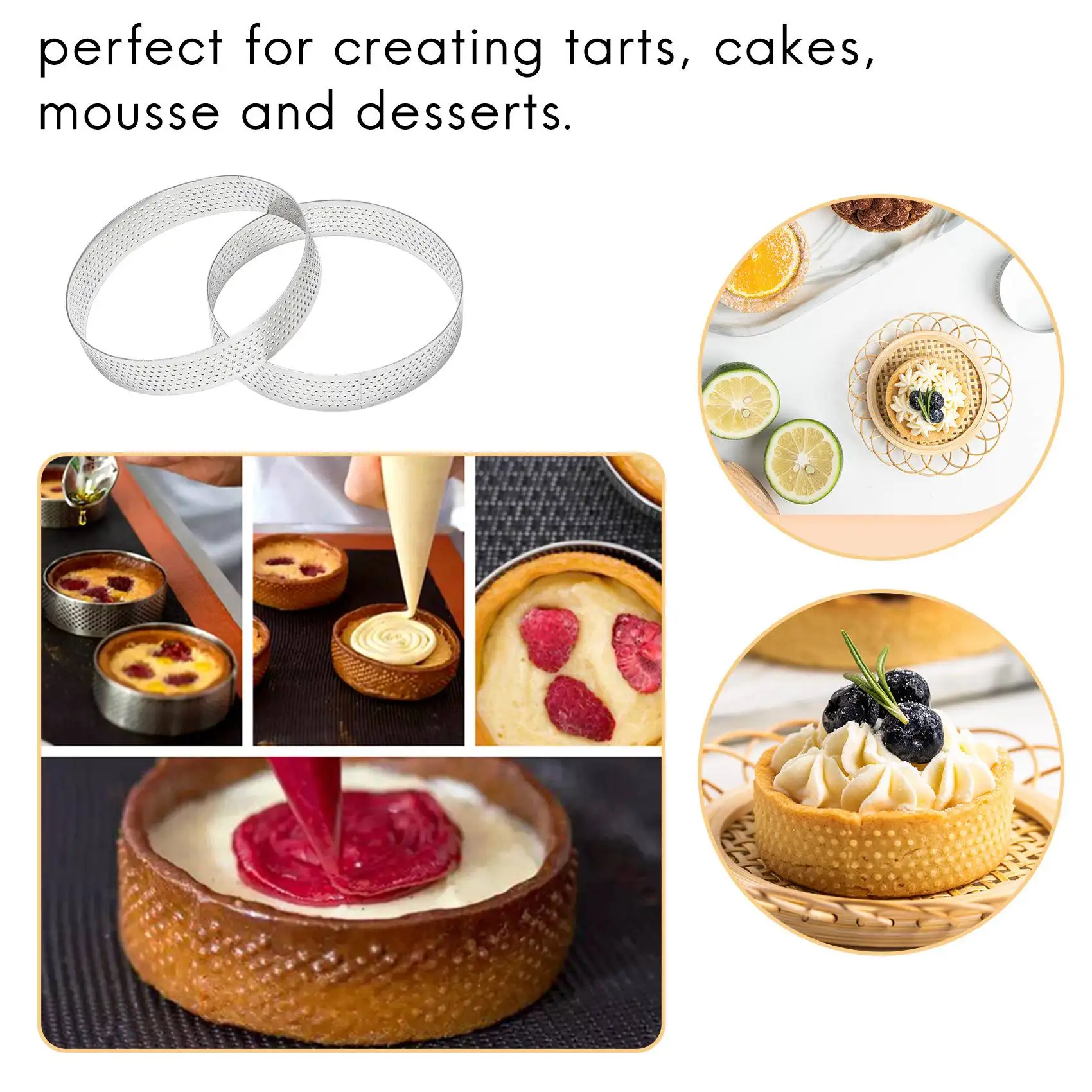 10 Stuks Ronde Zure Ringen Met Gaten Roestvrij Staal Fruit Taart Quiches Cake Mousse Schimmel Keuken Bakvorm 10Cm