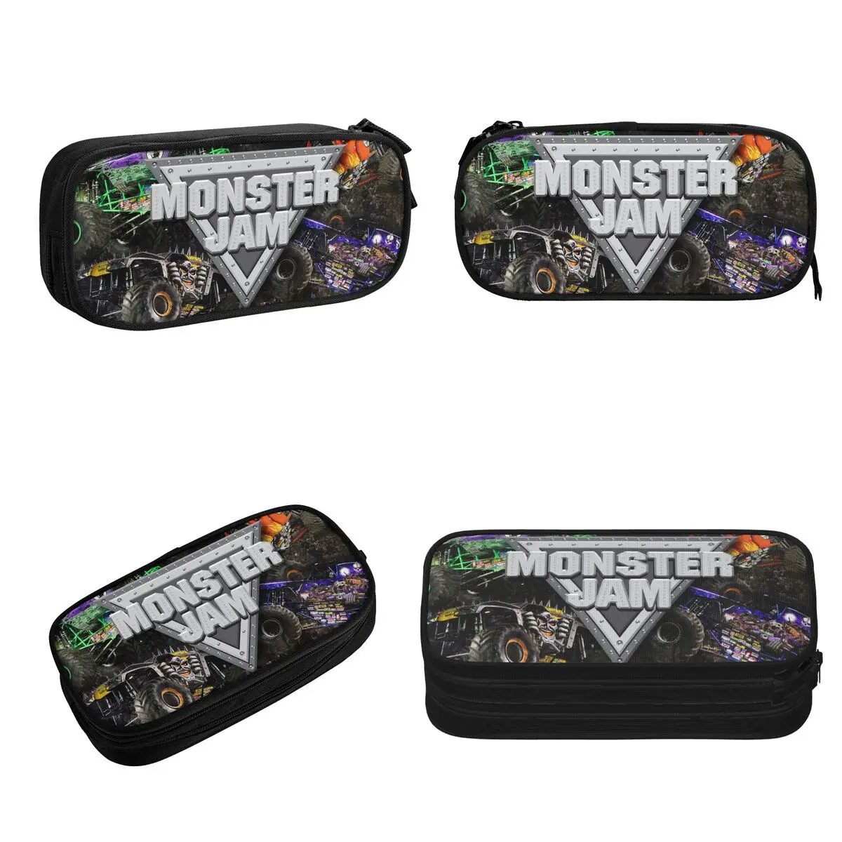 Estojos de lápis padrão Monster Jam, grande capacidade Pen Bags, Classic Pen Box, Lápis Pouch para meninos e meninas, Escola de papelaria para estudantes