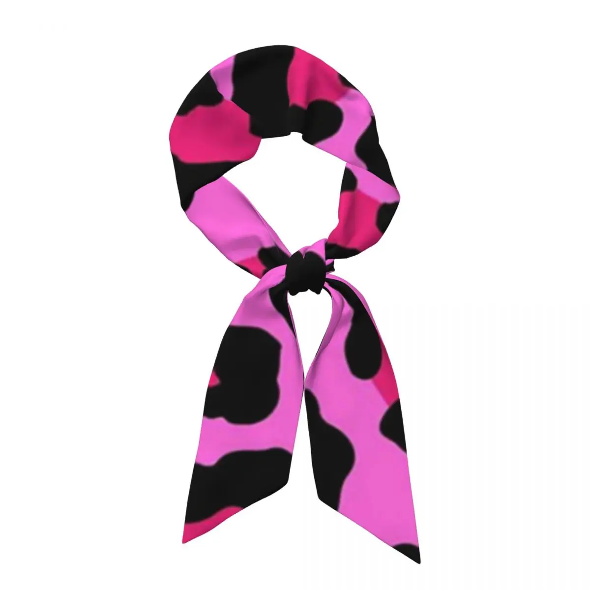 Hot Pink Leopard Print Women Long Narrow Scarf Silky Skinny Scarf Multi-use Neck Head Wrap for Office Daily Party