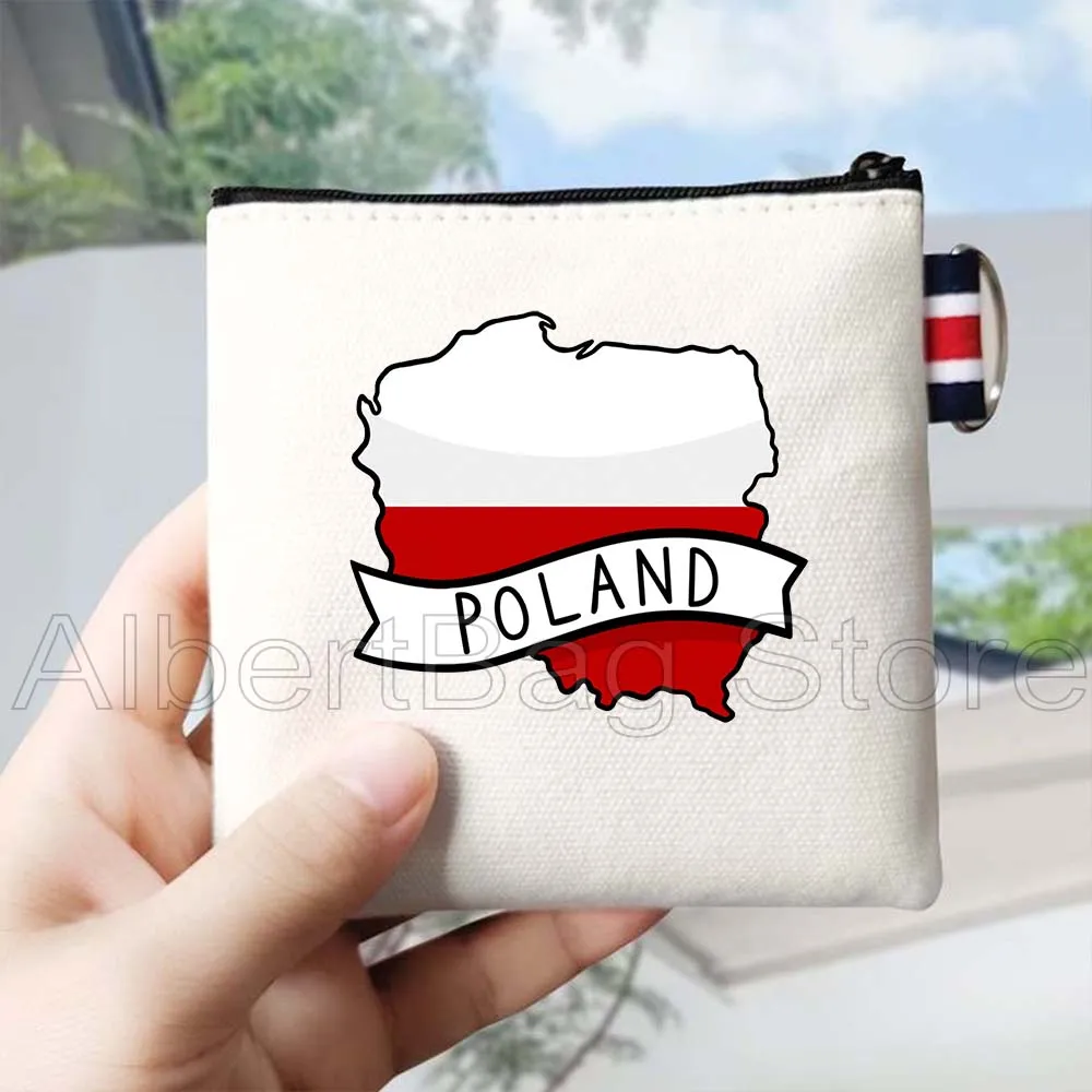 الحب Warsaw بولندا العلم البولندية خريطة تذكارية الهدايا قماش محفظة نسائية للعملات المعدنية حقيبة صغيرة مربعة المحفظة مفتاح تخزين حافظة للبطاقات سستة الحقيبة #2