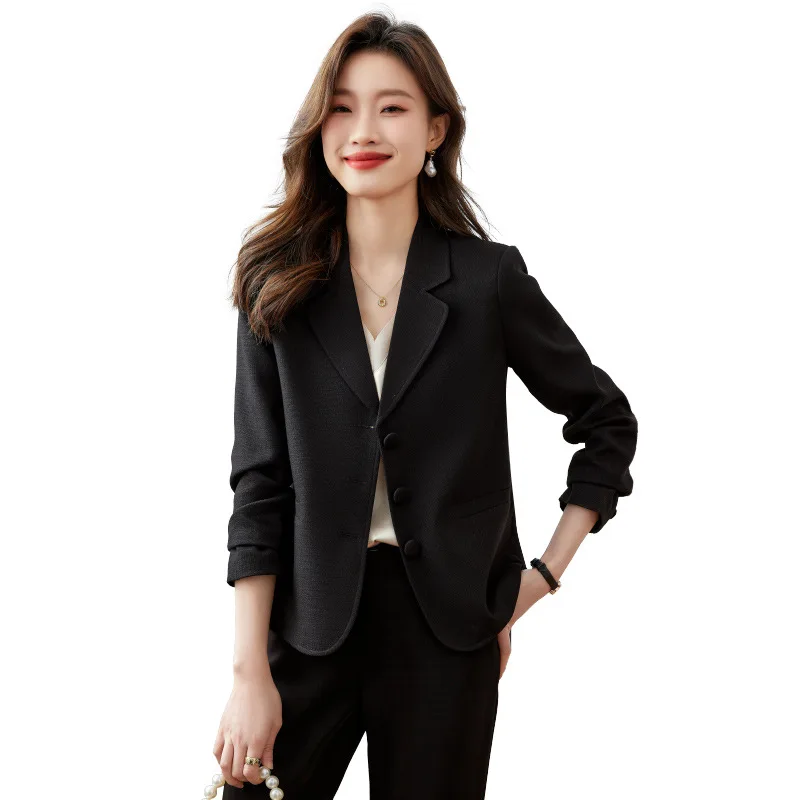 Casaco feminino elegante de terno esportivo, blazer casual, moda coreana, jaqueta curta, monocromática, roupas femininas, top feminino, primavera, outono