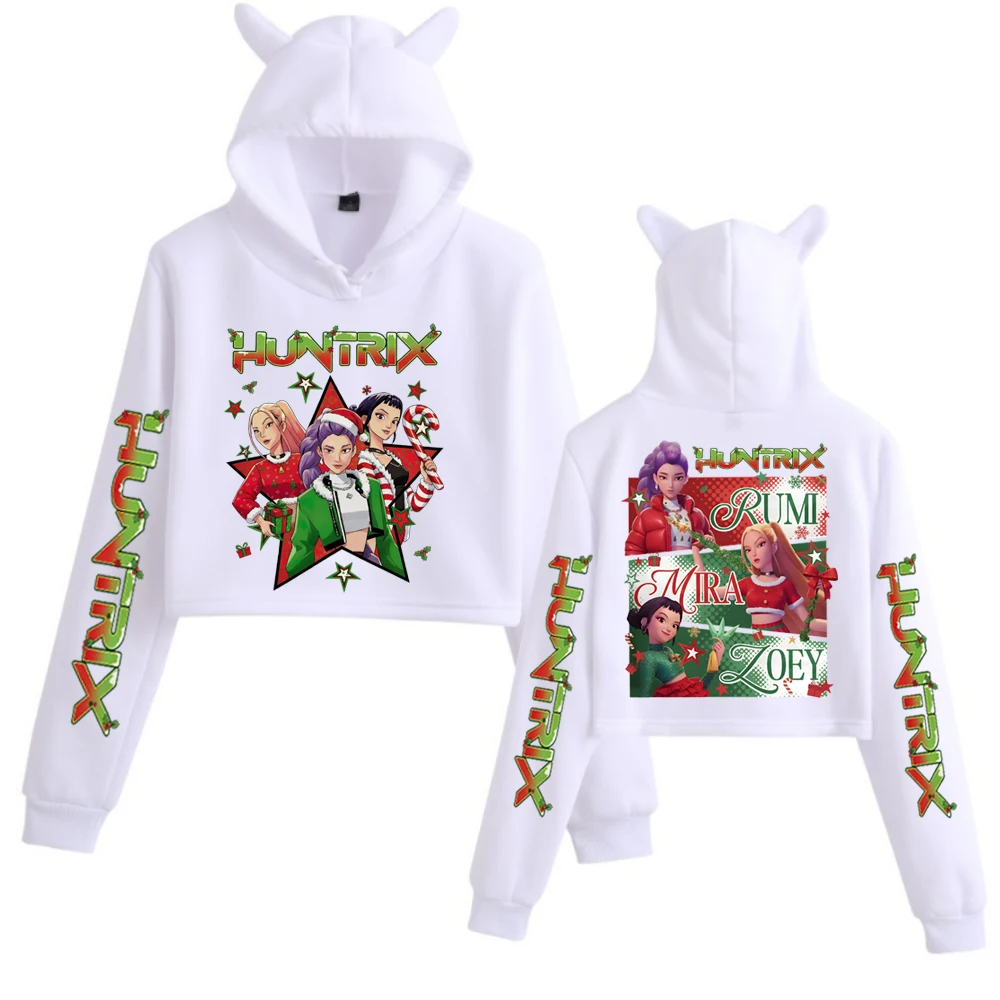 K-pop デーモンハンターズ クリスマス クロップトップス 猫耳 ガールズ ファッション スウェットシャツ クリスマスギフト