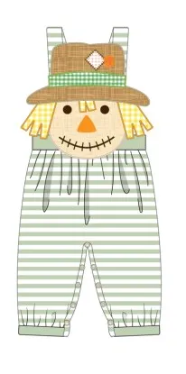 New Ropa Summer Short Sleeve Round Neck Dress Scarecrow Pattern Girl Top T-shit And Green Shorts Romper Boy Clothes