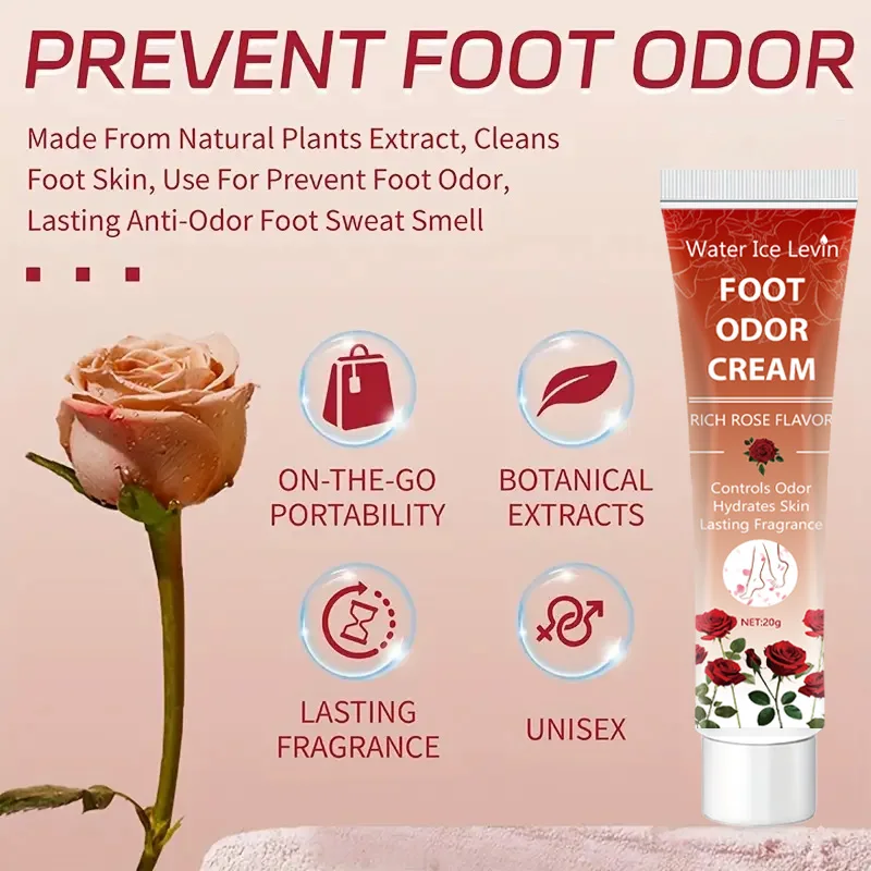 Rose Hand and Foot Deodorant Cream, 72-Hour Long-Lasting Deodorant, with a Rose Fragrance, Suitable for Fitness, Dating, and Various Occasions, Moisturizes the Skin