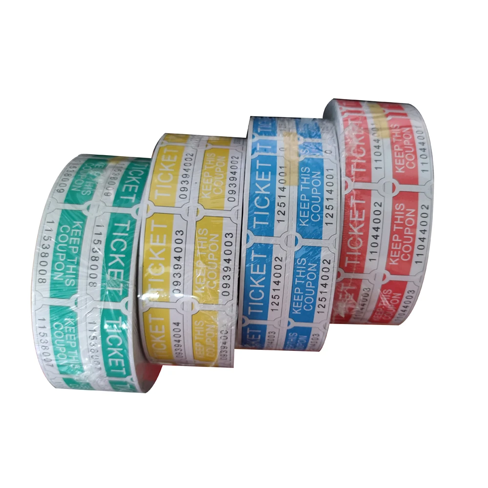 Custom Reel Serial Number Double Row Running Code Raffle Ticket Party ExChange Coupon Blue and White 2000 Pieces Per Roll