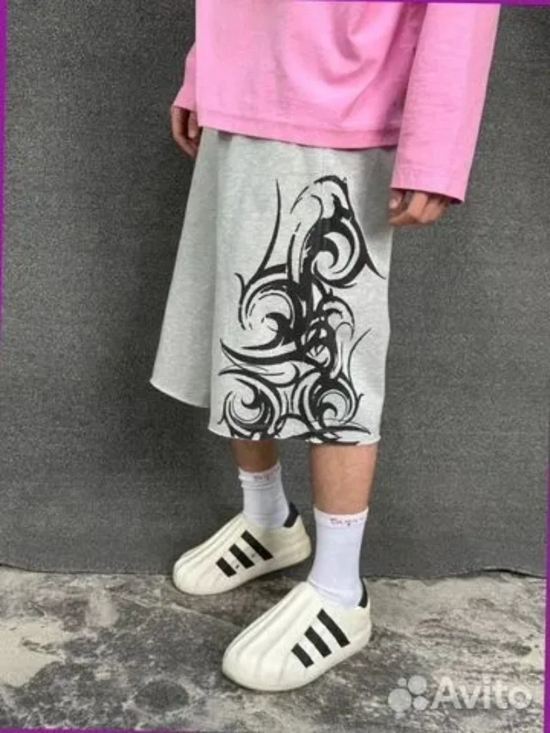 

Y2K модные повседневные шорты High Street Darkness с принтом готические шорты женские движения хип-хоп Harajuku брюки длиной до колена с высокой талией