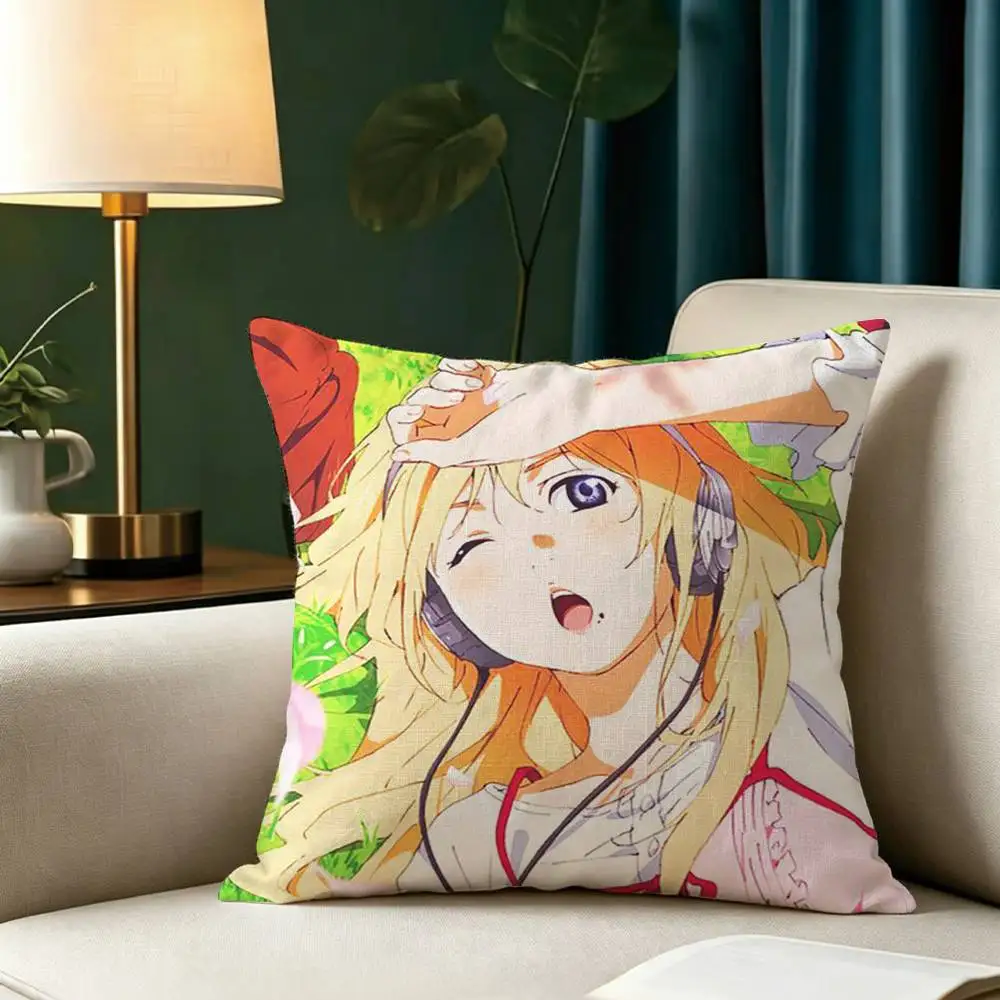 Anime K-Kaori M-Miyazono Your Lie in April Pillow Case Square Double-Sided Sofa Cushion Cover Bedroom Bedside Pillow