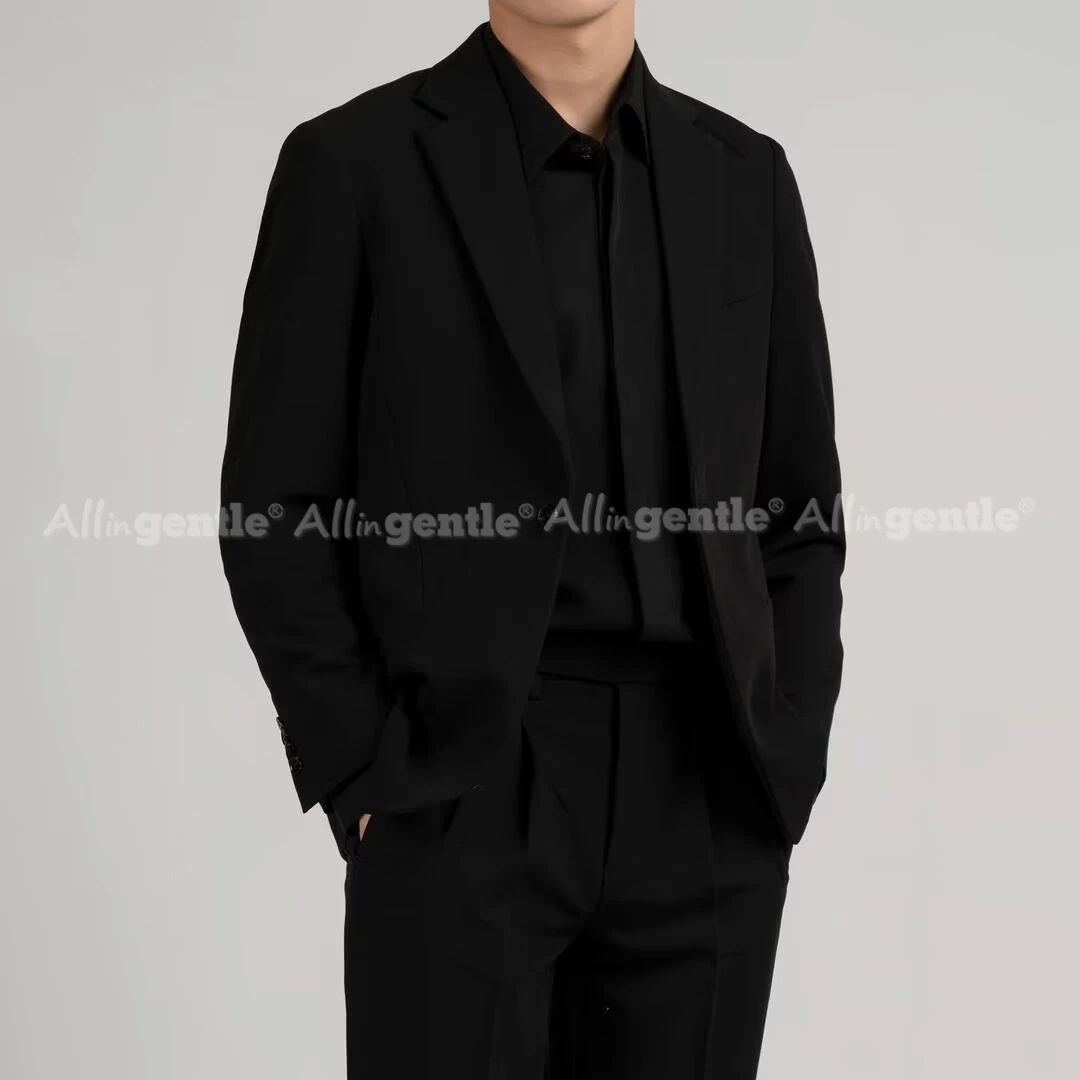 Classic Fit 2 Piece Suit Men Solid Color Regular Fit Mens Outfits 2 Piece Sets for Men Daily Single Button
