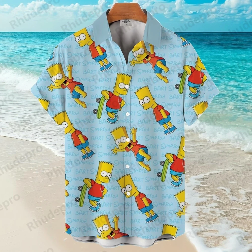 디즈니 심슨 3D 프린트 하와이안 셔츠 반팔 셔츠 초대형 Camisas De Hombre Funny Shirt Roupas Feminina