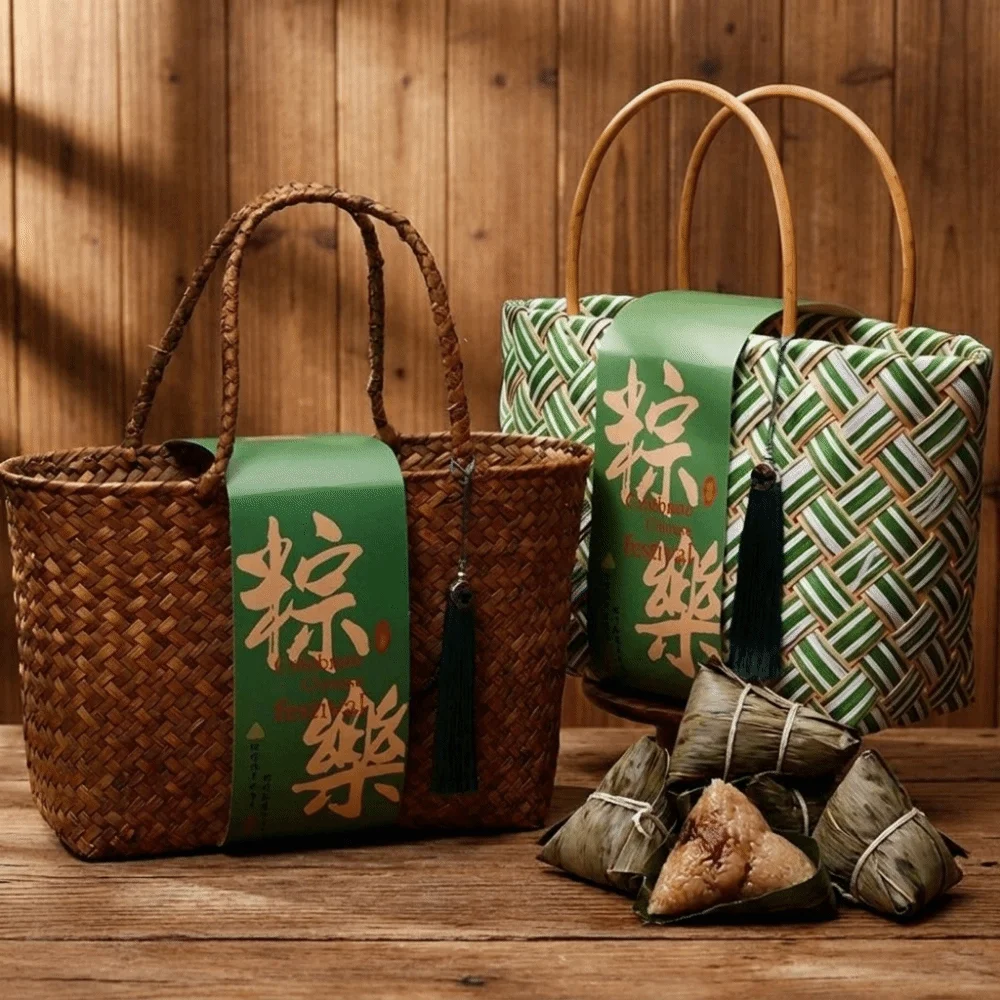 

Bamboo Zongzi Packaging Box Chinese Style Handheld Gift Packaging Handbag Eco-friendly Shopping Bag Dragon Boat Festival