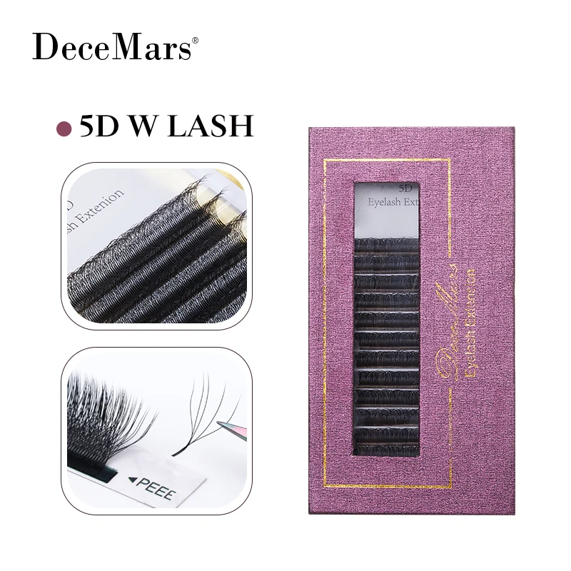 DeceMars 5D W-vorm Premade Wimper Extensions Clusters Natuurlijke Zachte Volume Lash Extension Supplies Gemakkelijk Fanning Valse Wimpers