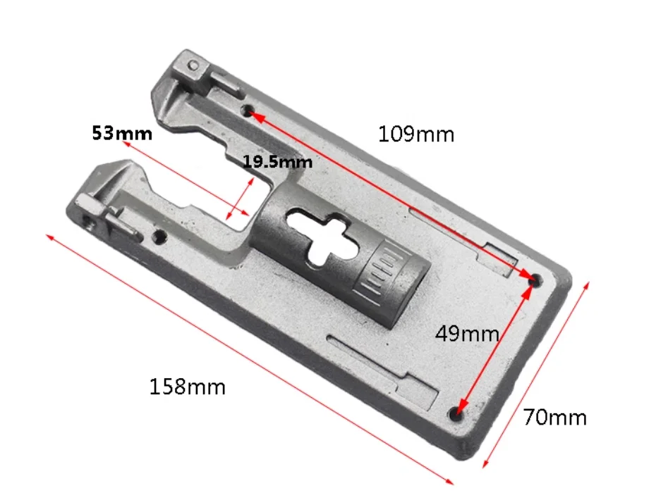 

Прямоугольное металлическое основание для электрической кривой пилы Makita 4304.