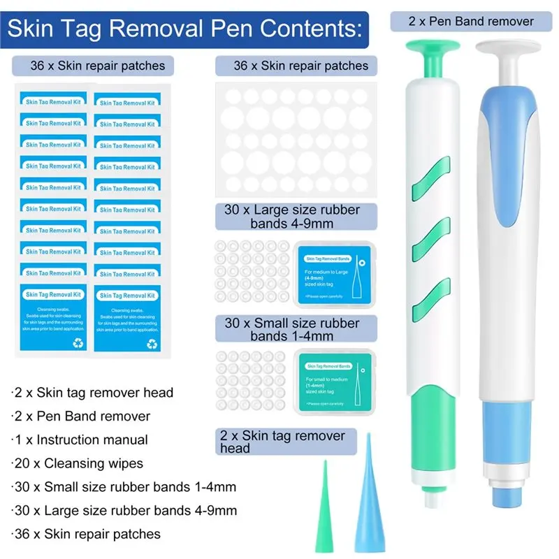 B15C Auto Skin Tag Removal Kit 2-In-1 For Small To Large Tags 1-9Mm Includes Cleansing Swabs