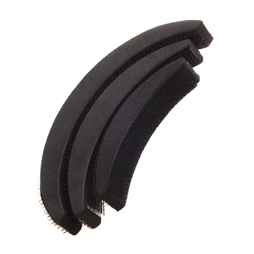 3Pcs Hair Fringe Stickers No-Metal Elastics Crescent Hair Pad Tool Black Styling Bangs Clip Accessories