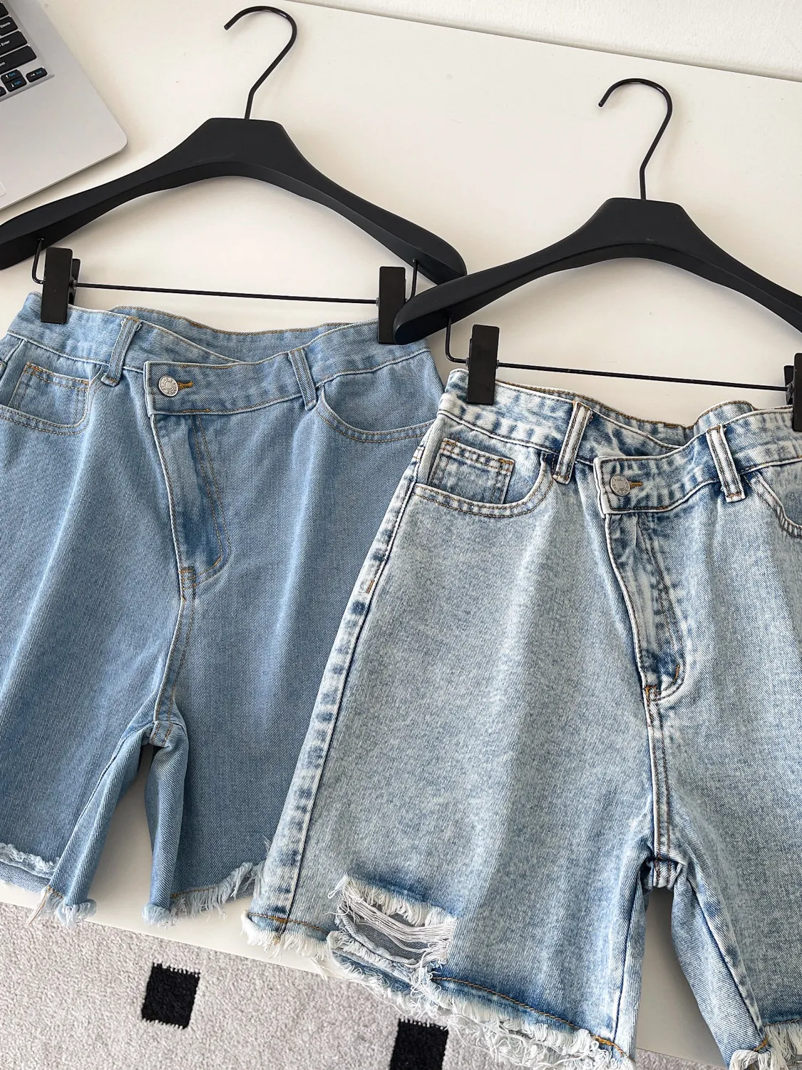 Women's Knee Length Ripped Denim Shorts Vintage 2000s Y2k Gyaru A-Line Jeans Shorts Hot Cowboy Pants Shorts Summer Clothes 2026
