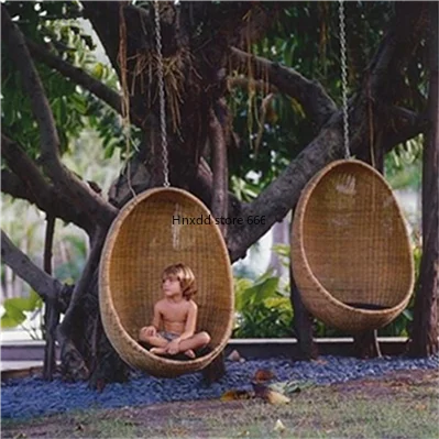 Bird's nest rattan hanging basket courtyard rattan swing hanging chair egg shape