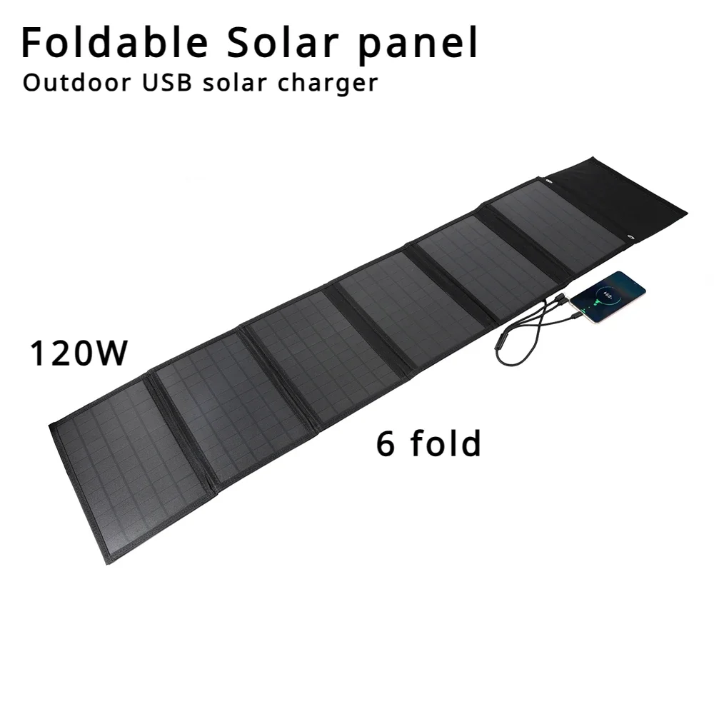 Mobile Phone Solar Panel Portable Folding Bag 120W USB+DC Output Solar Charger Outdoor Power Generator