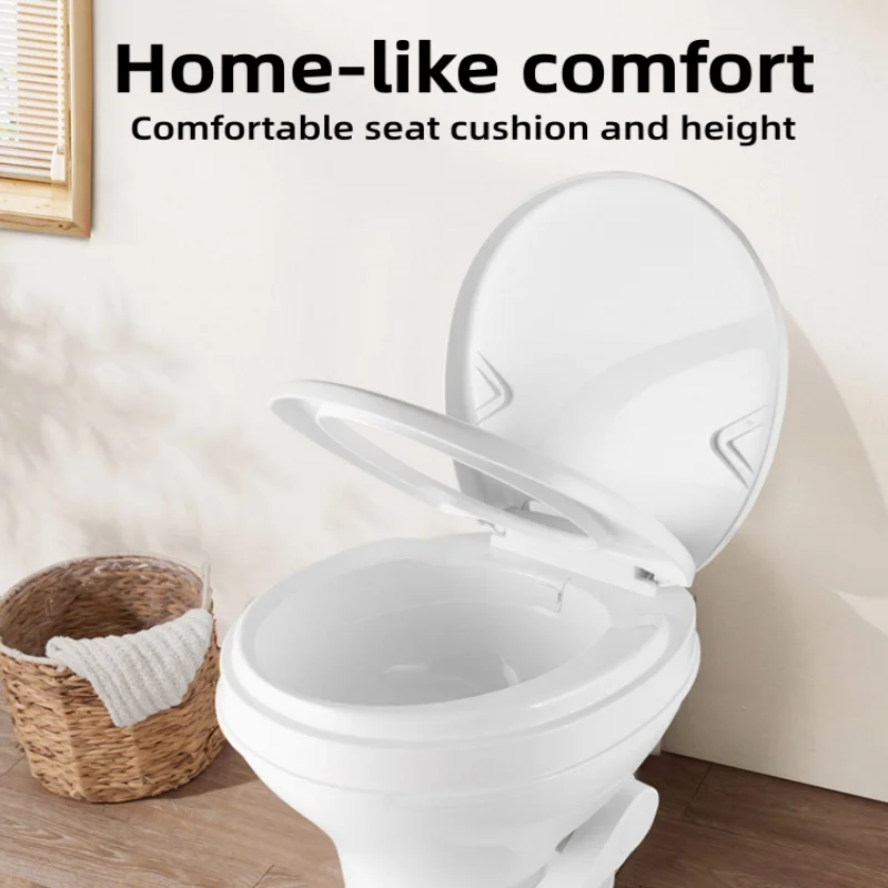 

RV Inline Toilet Foot-operated Portable Camping Outdoor Caravan Toilet PP Material RV Toilet for Caravan Camper Motorhome Yachts