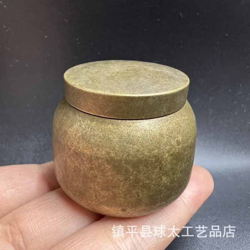 Pure copper tea canister, brushed brass finish