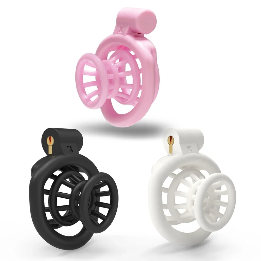 BDSM Inverted Chastity Cage Device for Man Sissy Anti-Cheating Cock Lock with 4 Penis Rings Adult Toys Games Erotic Sex Products