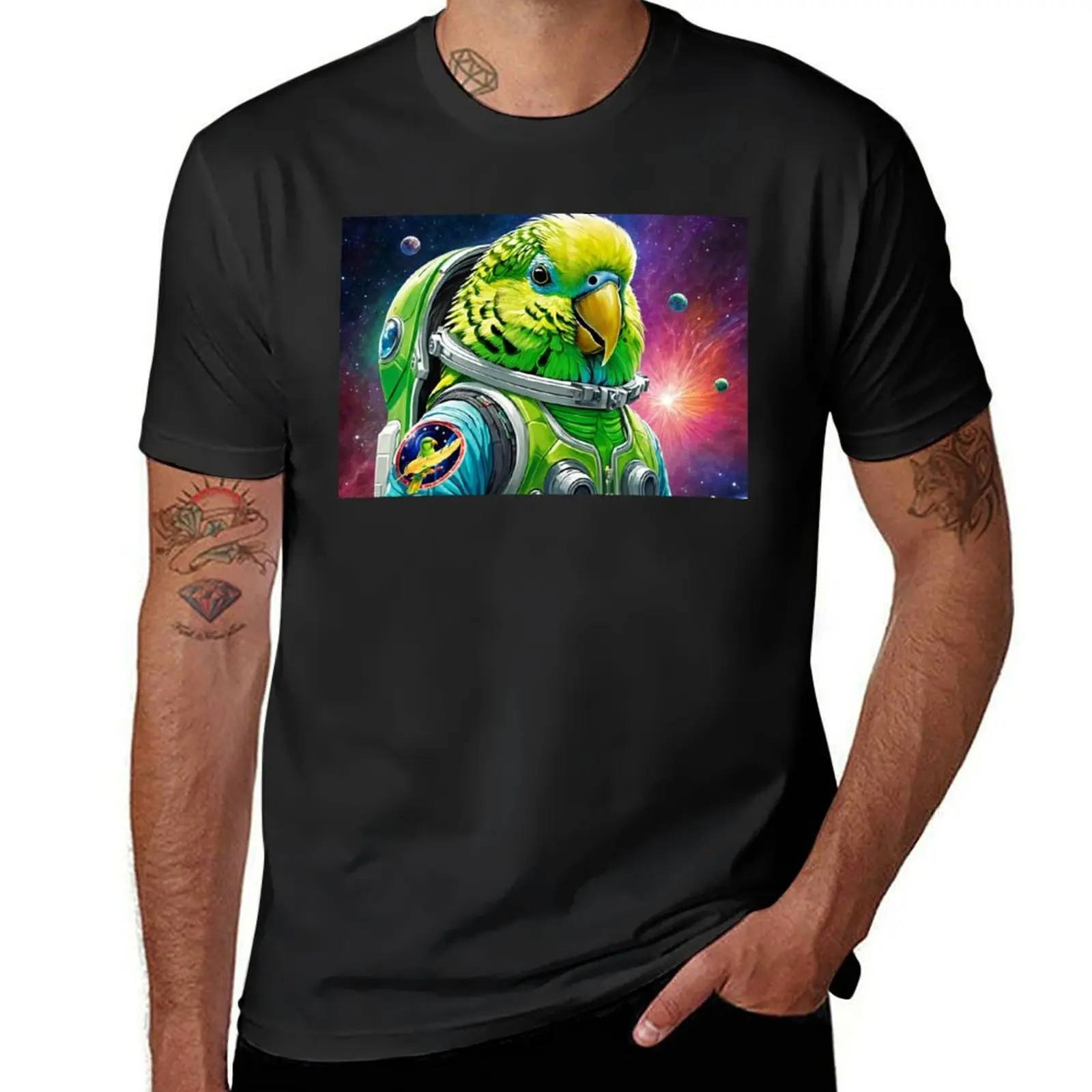 

Budgerigar Astronaut in Space T-Shirt plain quick-drying workout shirts for men