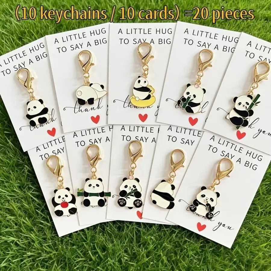 1/5/10/20/50/100pcs Assorted Cute and Mischievous Panda Keychains - Inspirational Pocket Hug Cards - Perfect Gift for Panda Love