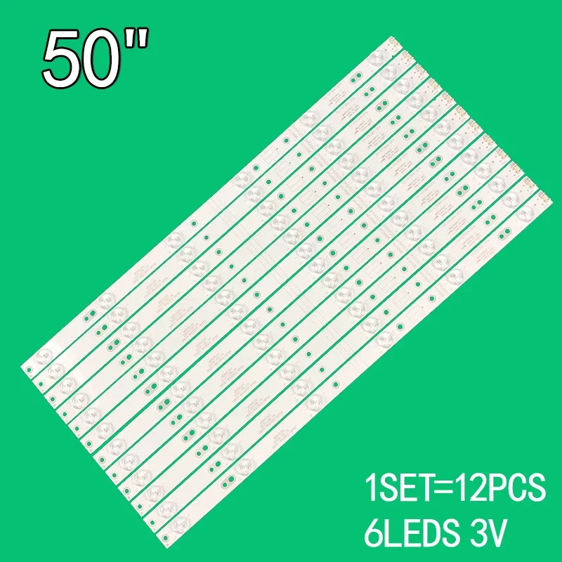 Tira de luces Led de iluminación trasera, accesorio para Skyworth de 50 pulgadas 5800-W50004-0P00 50uh5500ua 50uh5530ub 50E5DHR 50E600 50E300 50E3500 50E6100 47, 12 piezas, 3V