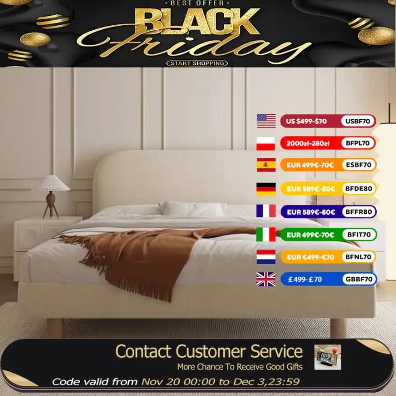 

Italian White Modern Double Bed Velvet Headboard High Frames Bases Double Bed Bedroom Full Size Camas Individuales Furniture