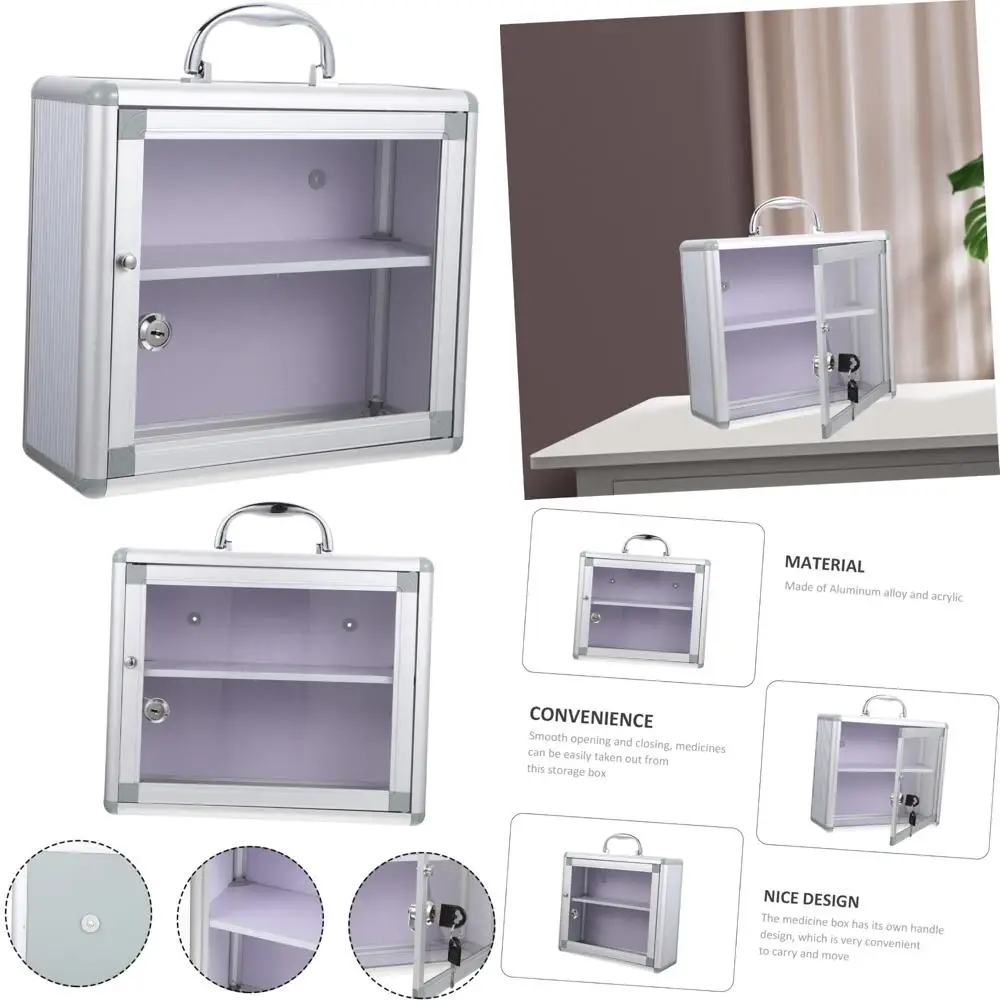 

Wall-Mounted Lockable Medicine Cabinet - Multi-Layer First Aid Storage Organizer for Home, Office, Schools, and Outdoor Use