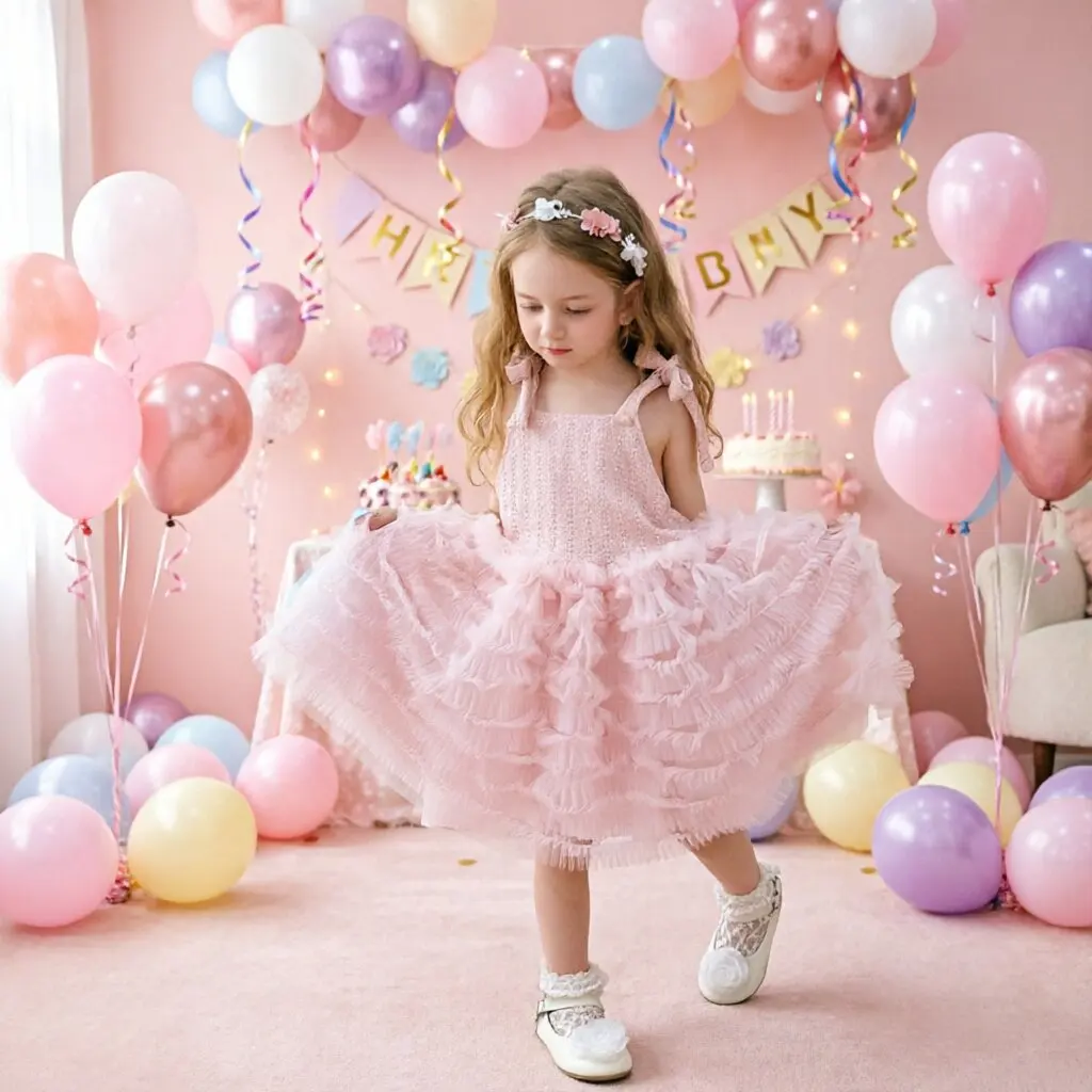 Girls Slip Dress 2026 Summer Knit Patchwork Tulle Princess Tutu Dress Birthday Party Pageant Wedding Formal Dress