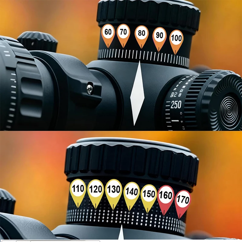 10 Sheets Rifle Scope Turret Stickers Precision Target Shooting Hunting Labels Close Mid-range Scope Stickers Distance Marking