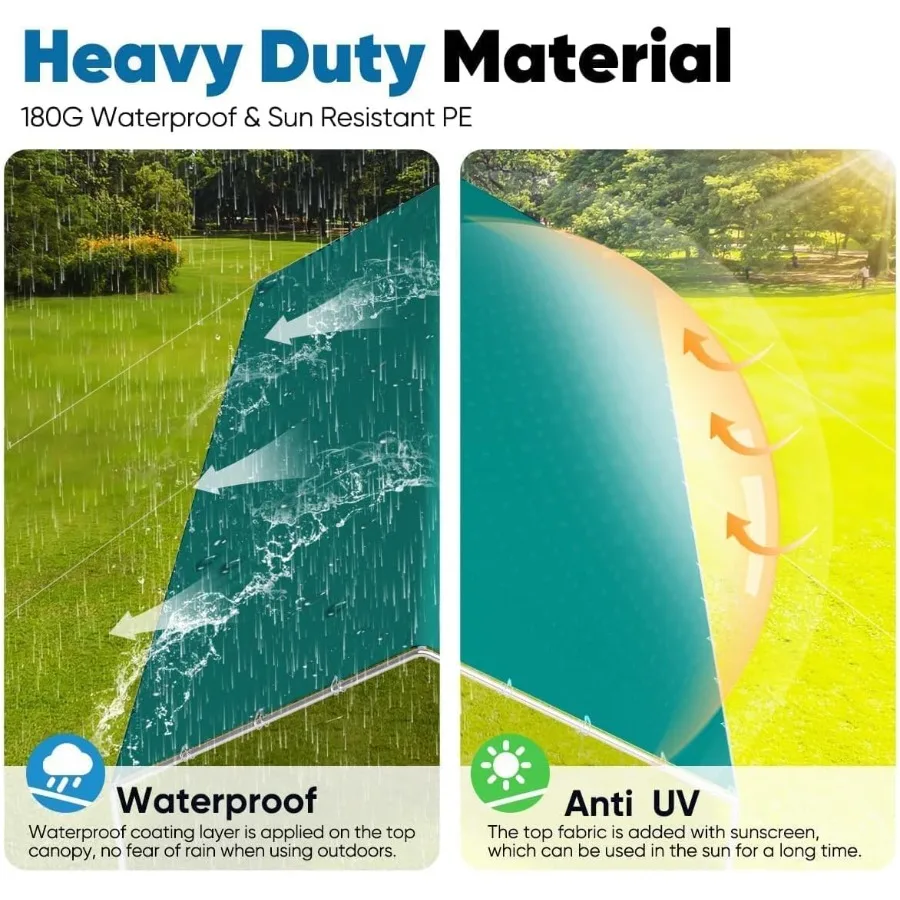 خيمة مرآب شديدة التحمل مقاس 10 × 20 قدم مقاومة للماء ومظلة خارجية للمناسبات وتخزين وقوف السيارات وحفلات الزفاف - أخضر متين والطقس #3