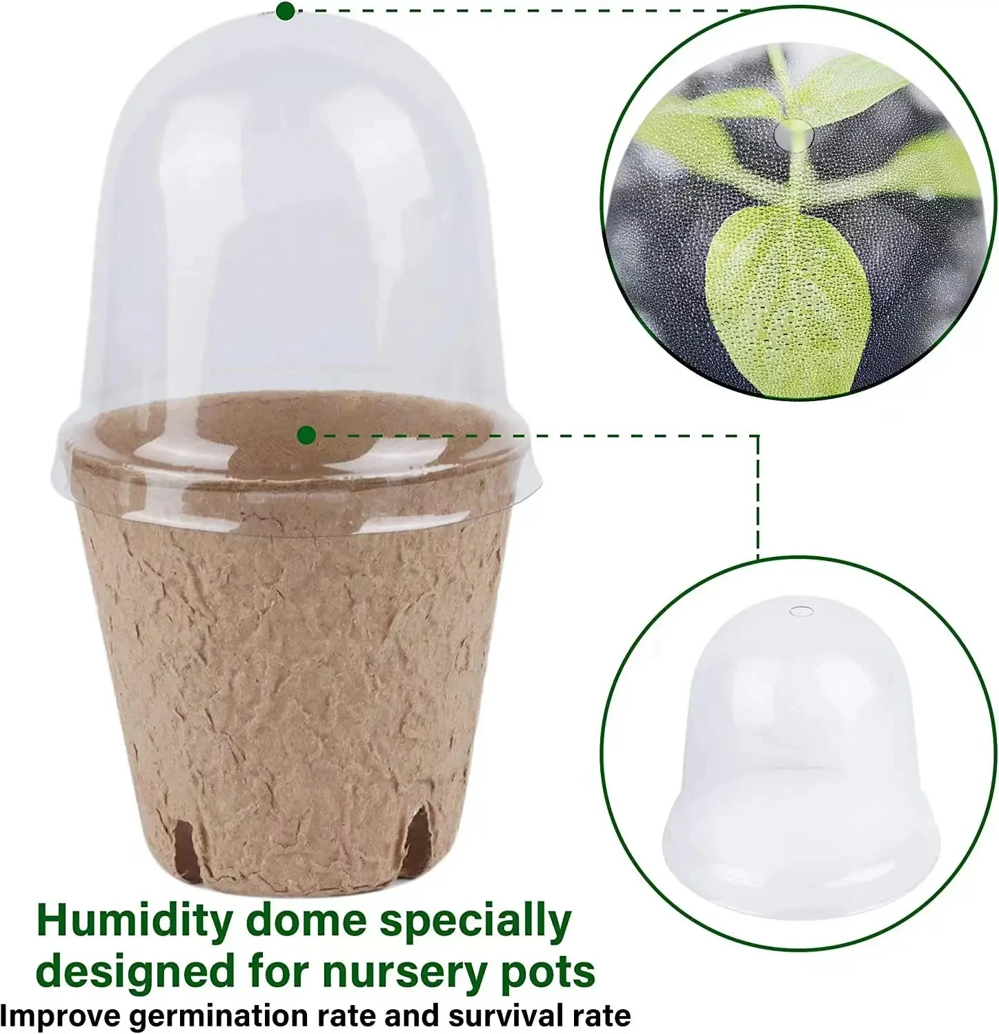 Seed Starter Biodegradable peat POTS, seedling planting POTS with labels, plant POTS with humidity domes
