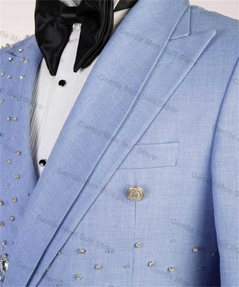 Ensemble de olympiques CitroMen bleu clair, blazer et pantalon en coton 2 pièces, Rhformel, marié, mariage, smoking, manteau sur mesure, veste d'affaires