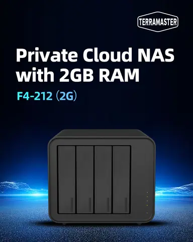 TERRAMASTER F4-212 4 베이 NAS-쿼드 코어 CPU, 2GB DDR4 RAM, 네트워크 부착 스토리지, 개인 클라우드 (디스크리스)