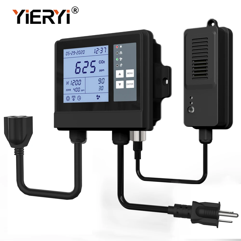 Yieryi CO2 Controller 1600P-F With NDIR Sensor Adjustable Ventilation Fan Touch Button Remote Operation For Warehouse Factory