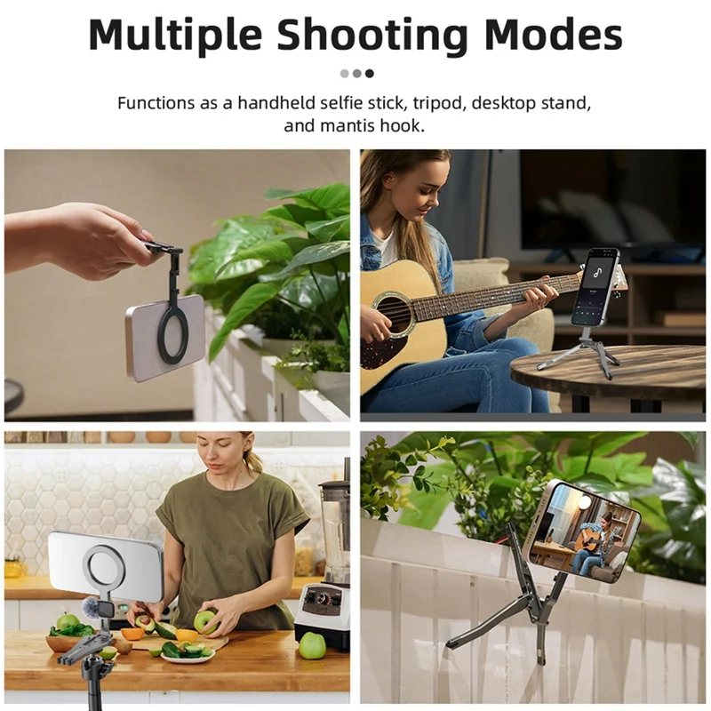 Trípode magnético inteligente con mango de zapata fría montado en valla, trípode para teléfono Magsafe, Iphone, Android, soporte de escritorio