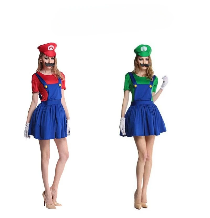 Halloween Cosplay Super Brothers Luigi Bros Costumes Plumber Game Fancy Dress Up Party Clothing