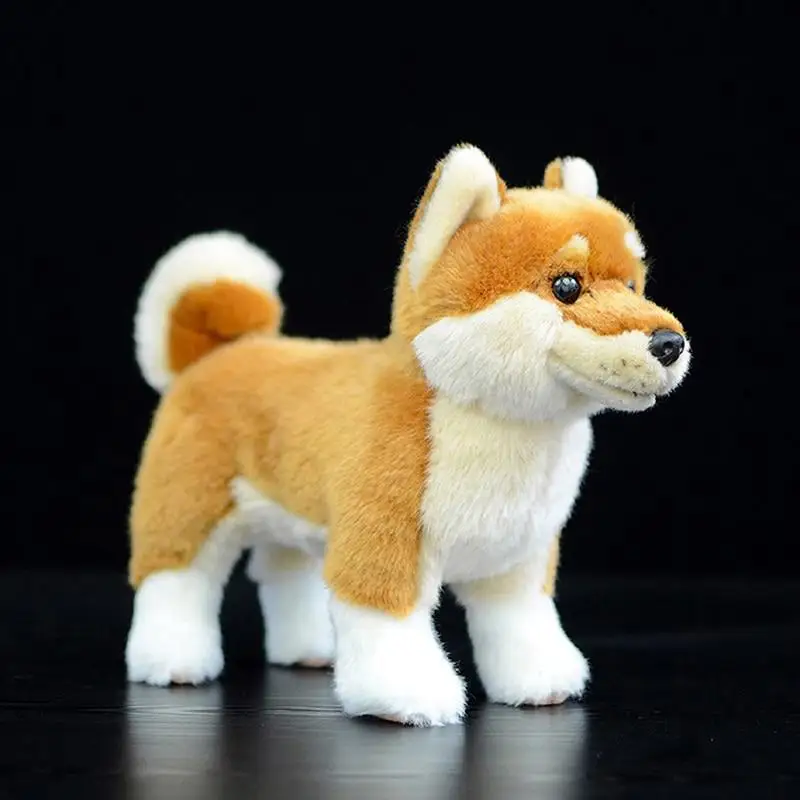 20Cm Real Life Standing Black Japanese Shiba Inu Plush Toys Soft Lifelike Dog Stuffed Animal Toys