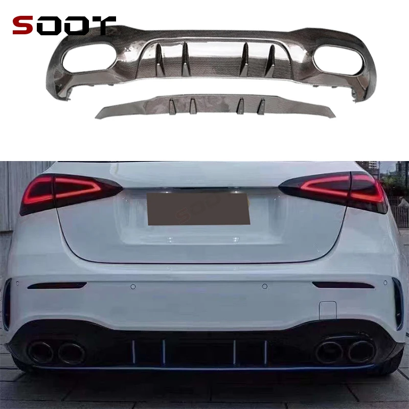 

For Mercedes Benz A Class AMG W177 A45 Carbon Fiber Back lip Car Rear Bumper Diffuser Rear Splitters Spoiler Auto Parts