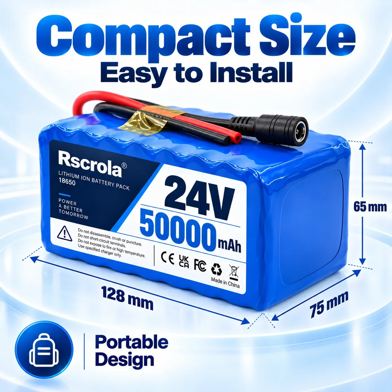 24V 7S4P 18650 Lithium Battery Pack  50Ah High Power for Electric Wheelchair Scooter E-Bike BMS + 29.4V Charger Fast Charging