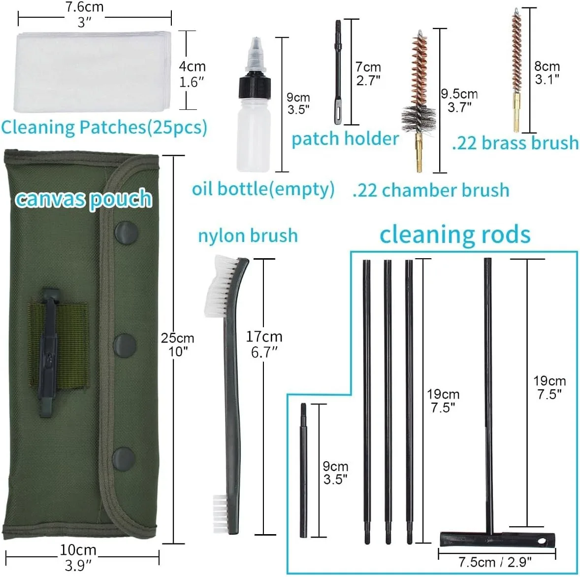 60개/세트 AR15 M16 M4 총 브러쉬 청소 키트 에어소프트 권총 클리너 5.56mm .223 22LR.22 전술 소총 샷건 총 브러쉬 키트