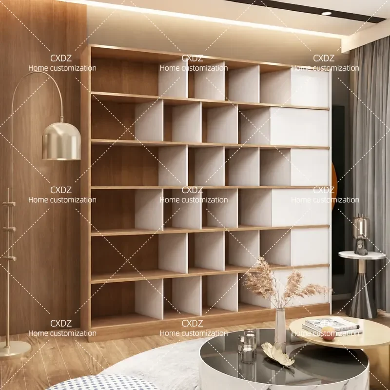 Solid Wood Bookcase Modern Simple Bookshelf Art Storage Cabinet File Organizer Study Room Furniture Complete Shelving Unit