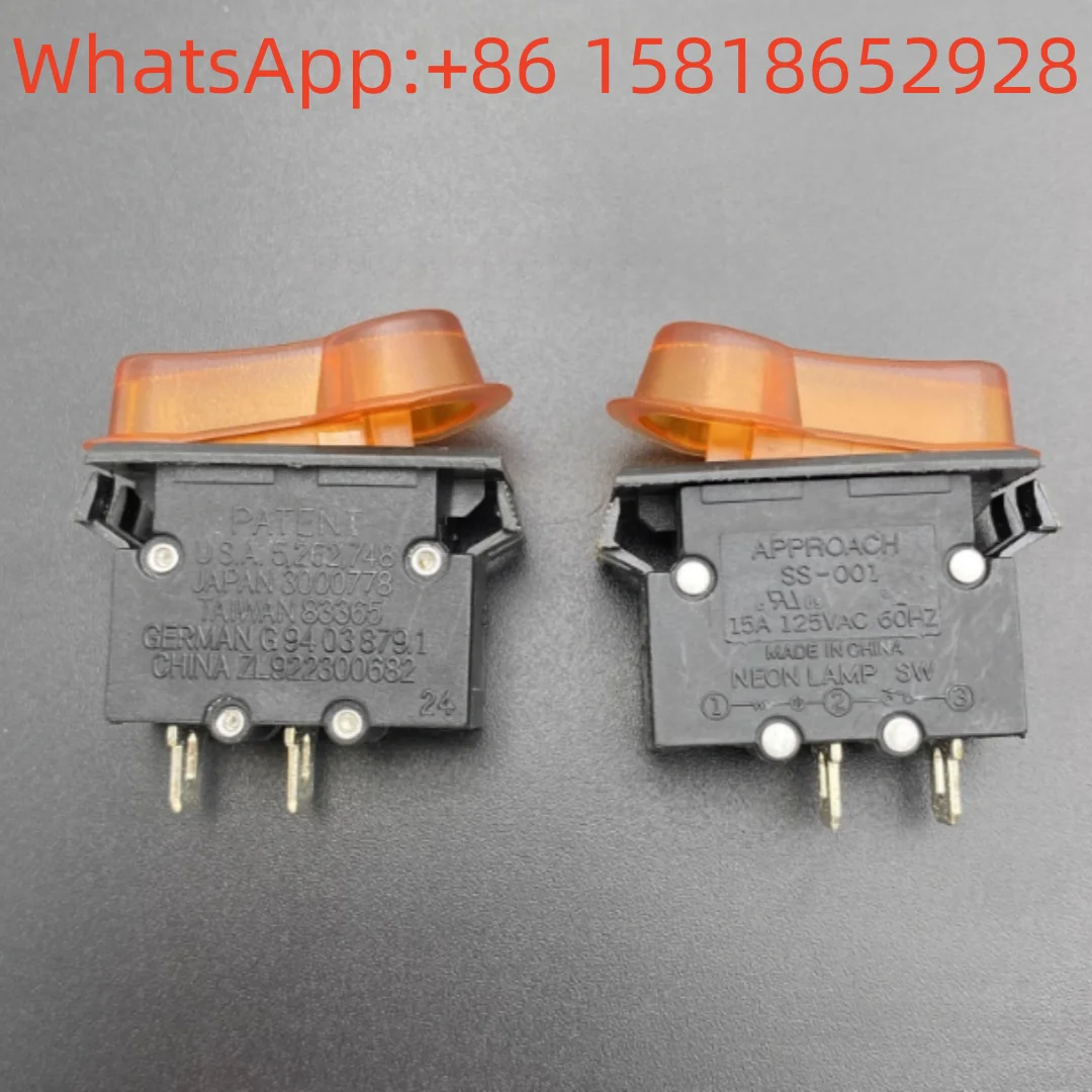 5pcs APPROACH SS-001 Boat-shaped Power Switch 2-pin 2-position 13A Push Button Yellow Rocker Switch
