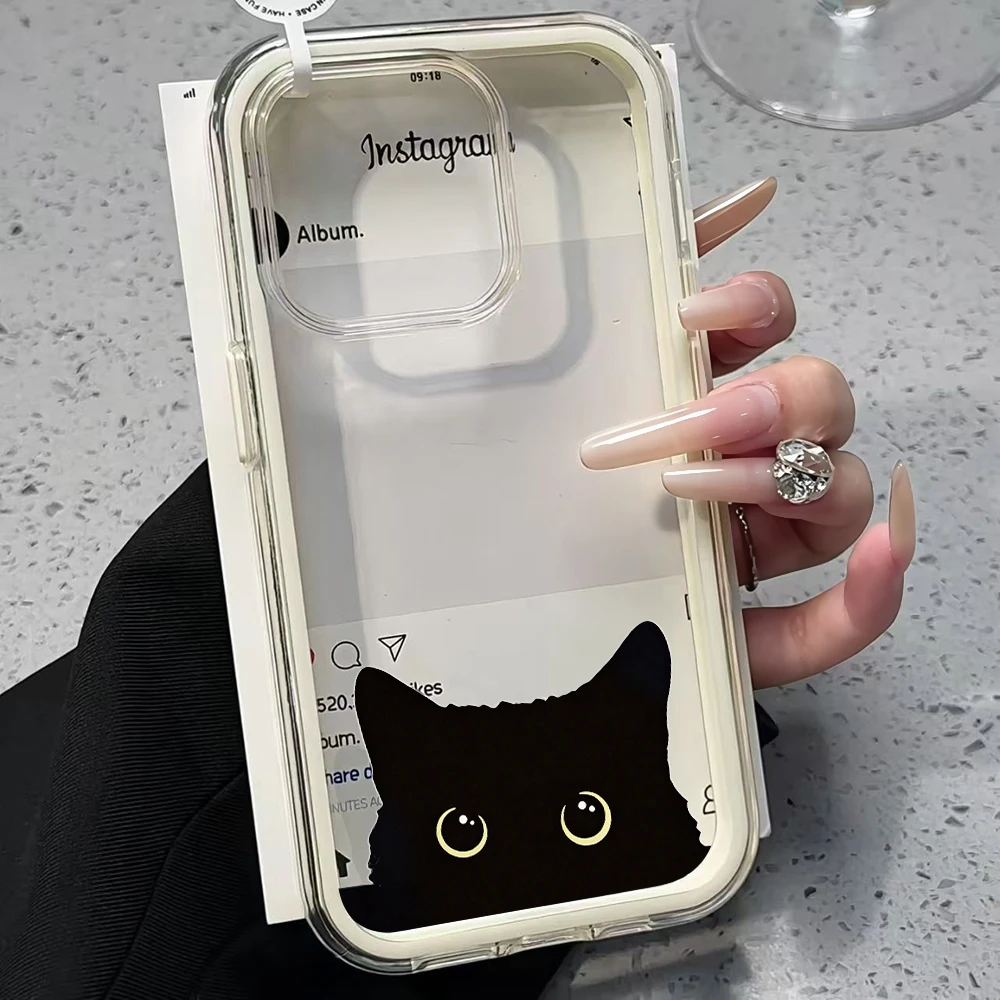 Niedliche schwarze Katzen-Handyhüllen für Samsung Galaxy S26 Ultra S25 S24 edge s22 s23 Plus FE A57 A54 A55 A16 A35 A36 A37 5G Klare Hülle – Detail 4