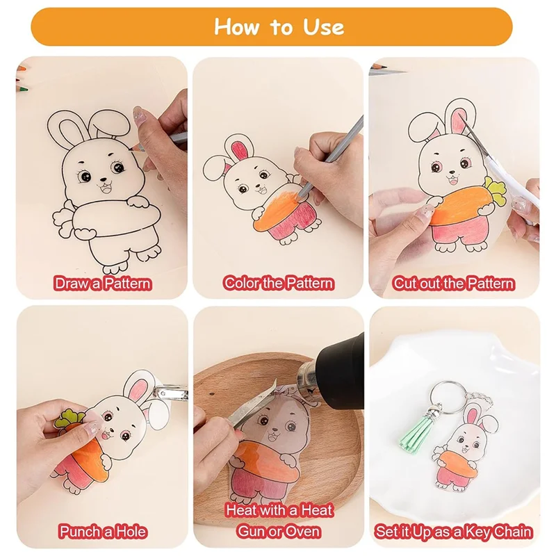 

AS60-Shrinky Пластиковые листы Брелки Комплект Пластиковые листы Shrinky для печати Shrinky-Dink