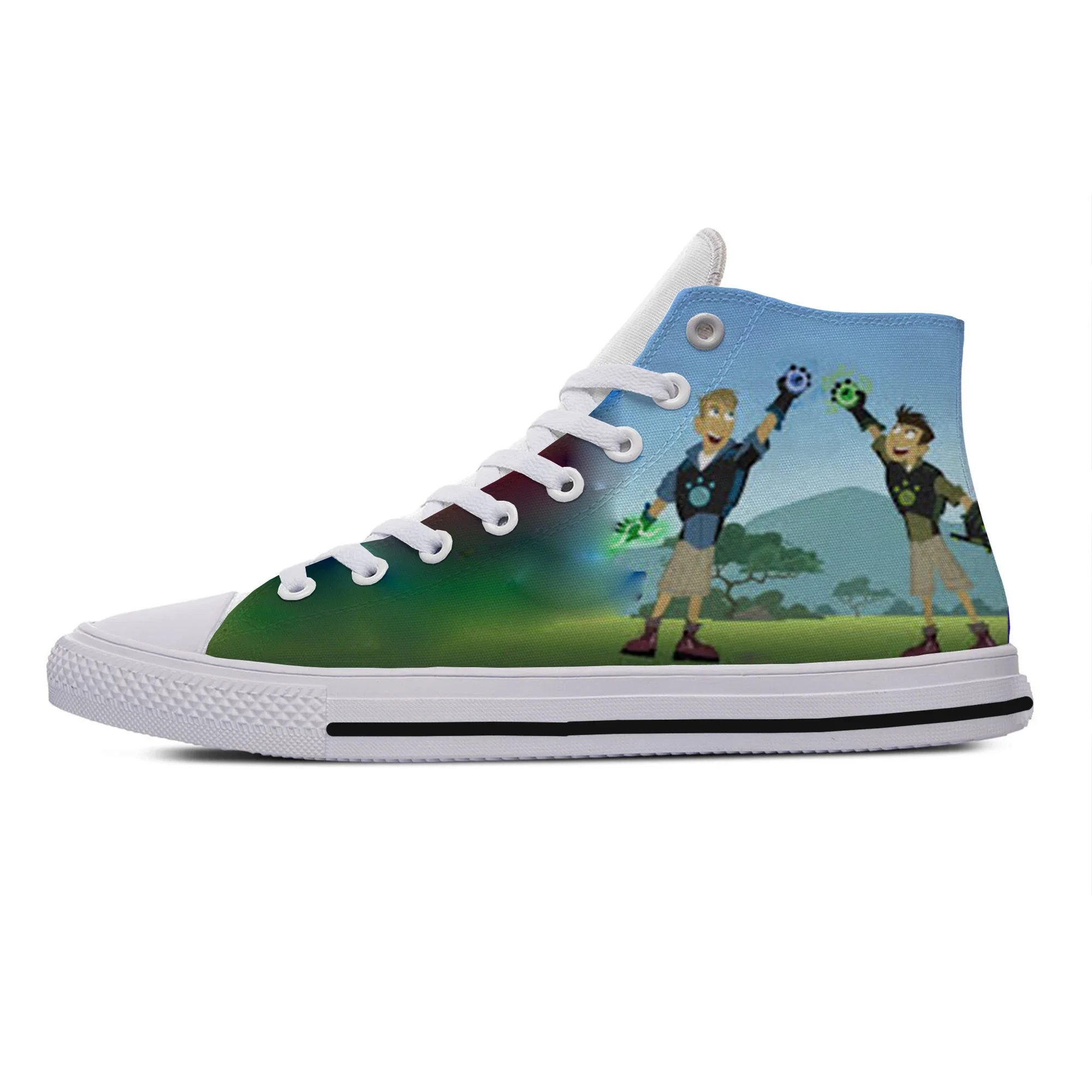 Sapato casual de desenho animado alto para homens e mulheres, sapatilhas Handiness, engraçado kawaii, sapato de tabuleiro Wild Kratts, moda legal, novo verão