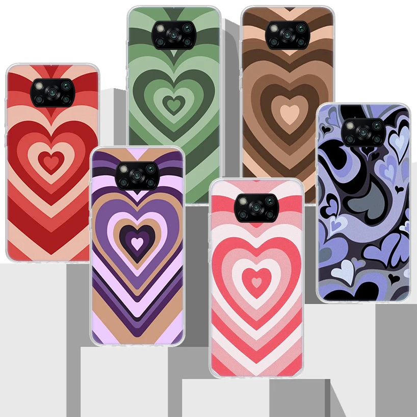 Fashion Purple Heart Swirl Circle Soft Silicone Phone Case For Xiaomi Poco X3 NFC X4 GT X5 X6 F6 F5 Pro F4 F3 F2 F1 M5S M4 M3 M2